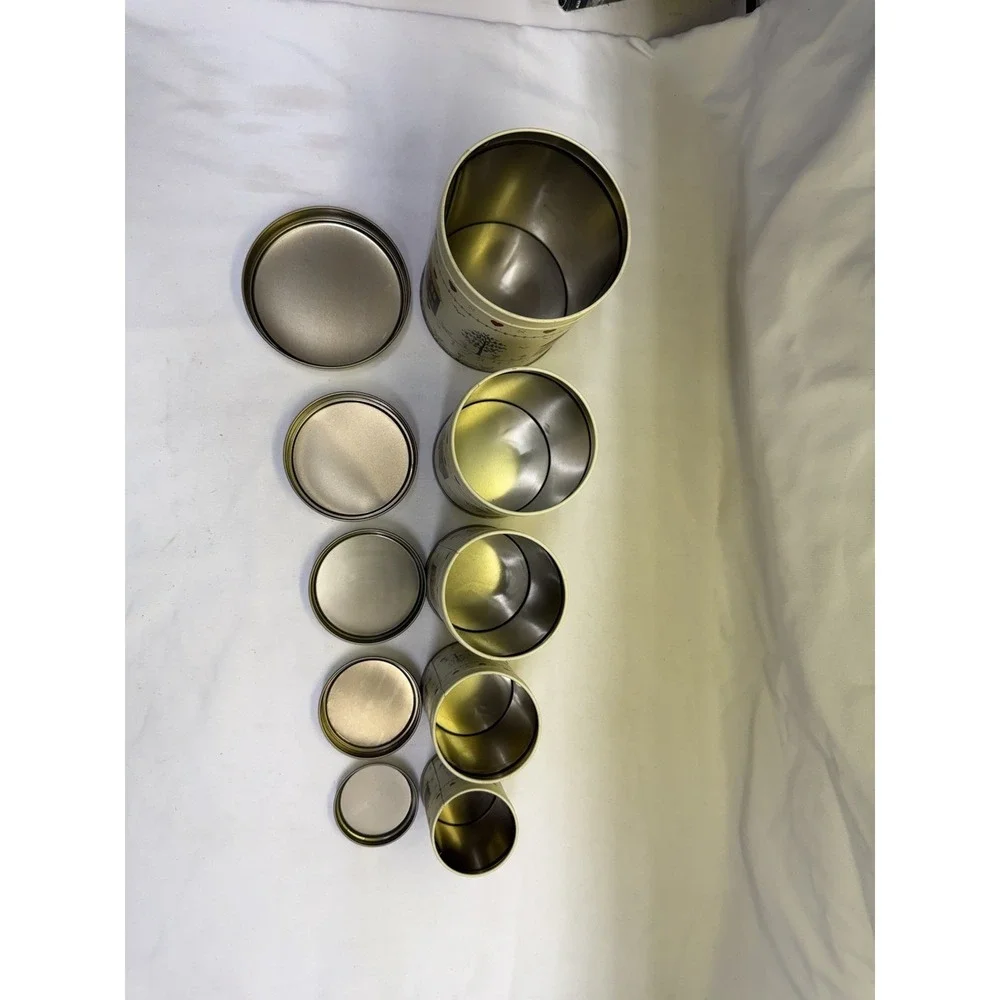 Set Of 5 Tin Nesting Canisters & 2 Baskets Country Farm House Hearts Decor VTG